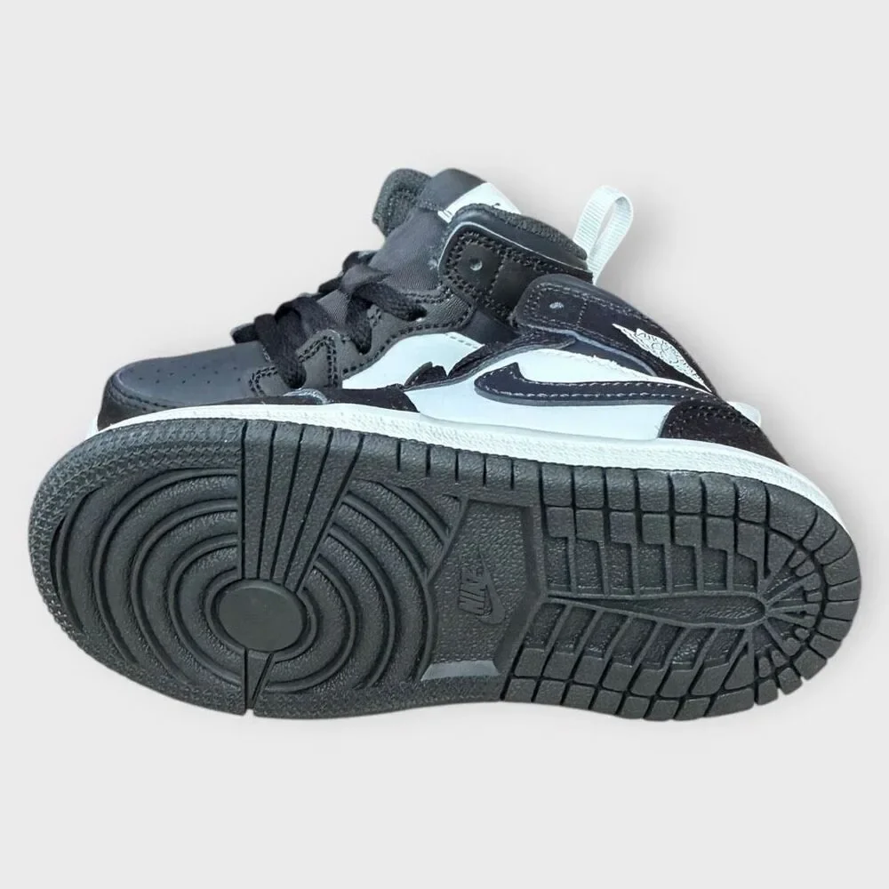 Nike Air Jordan 1 Mid Shoes Toddler TD size 7C Black White Noir DQ8425-010 NIB